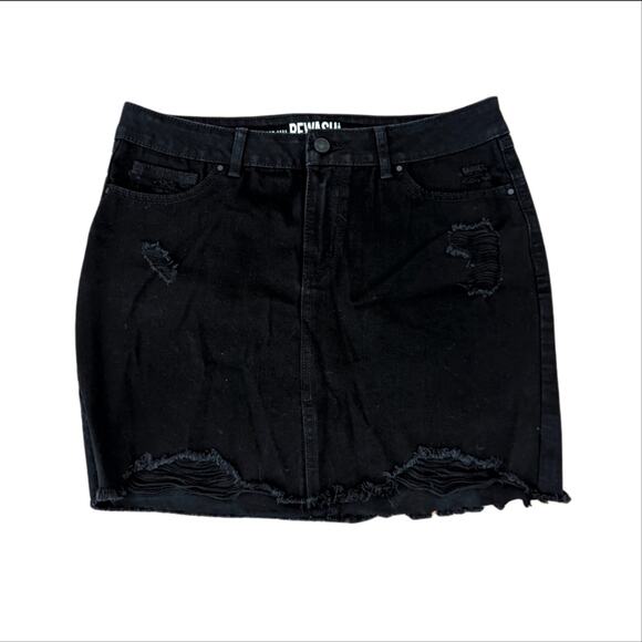 Rewash Brand Black, Distressed, Raw Hem Grunge Goth Mini Skirt - Picture 1 of 4